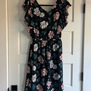 Floral Ruffle Sleeve Dress